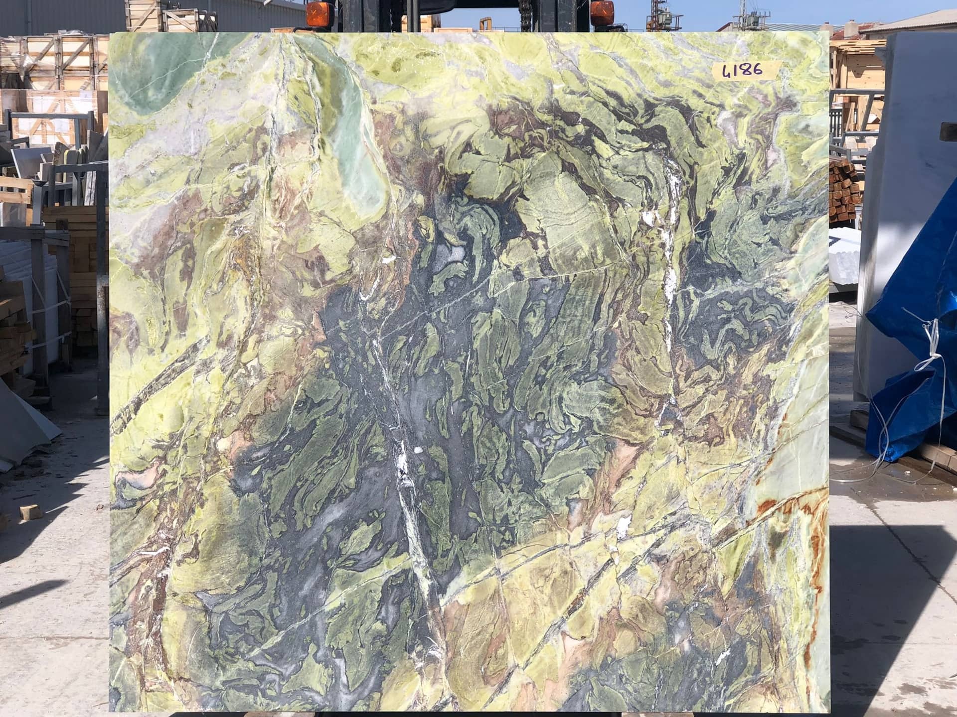 Fusion polished marble slab