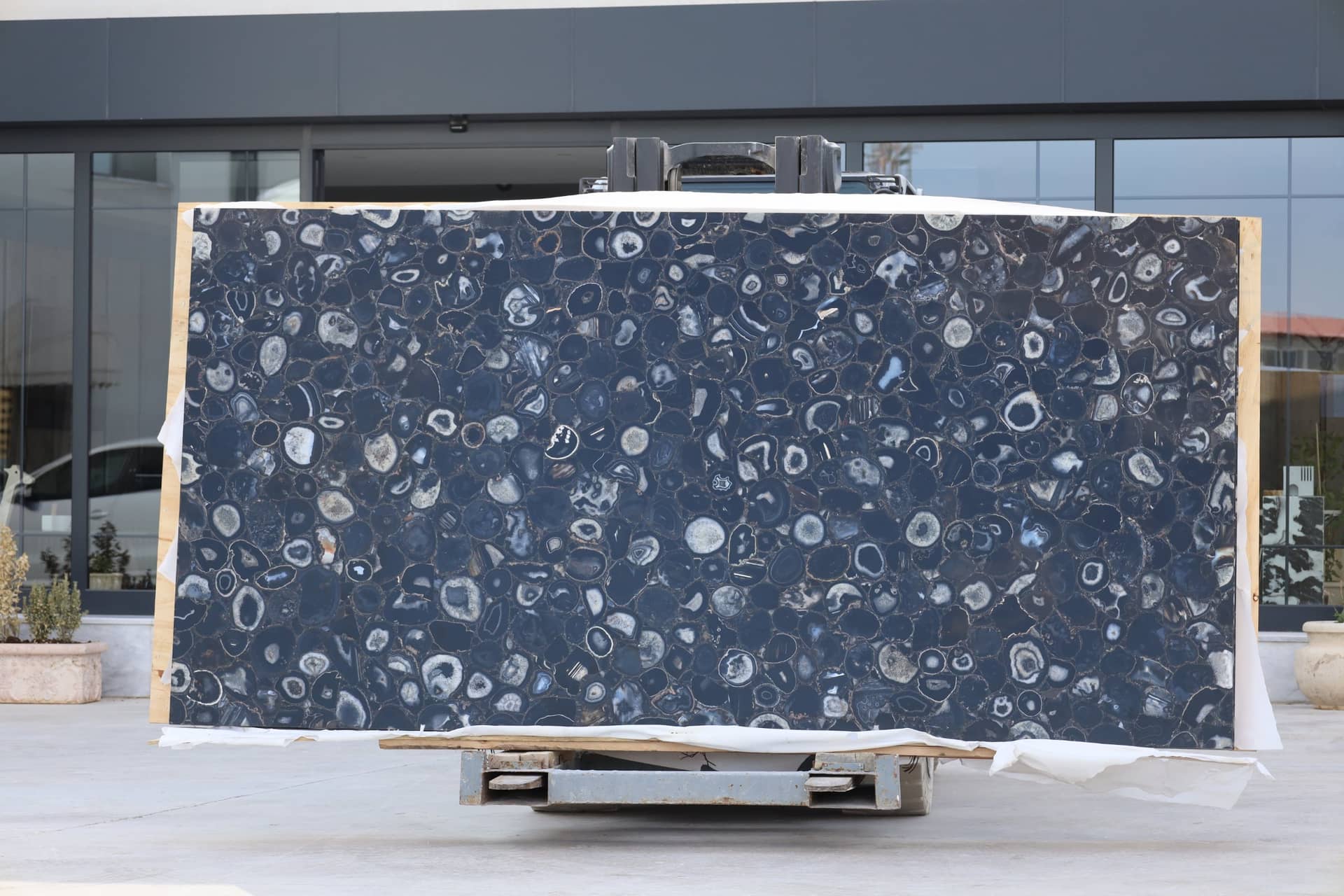 Gray Agate polished marble slab