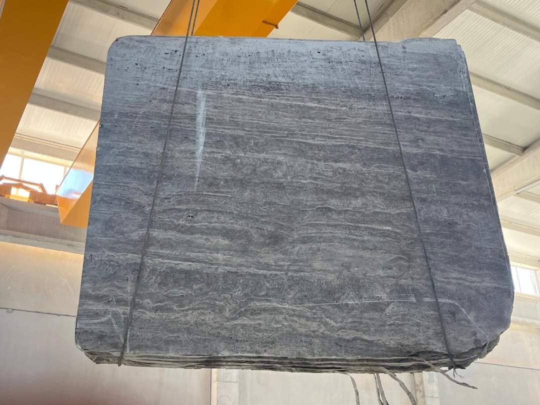 Silver Travertine Vein Cut raw travertine slab