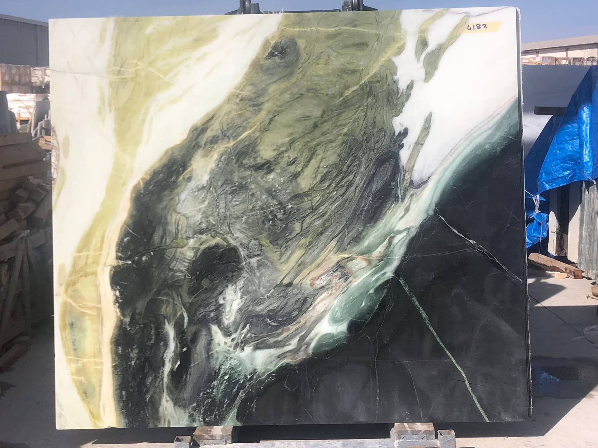 Emerald polished marble slab in Multicolor