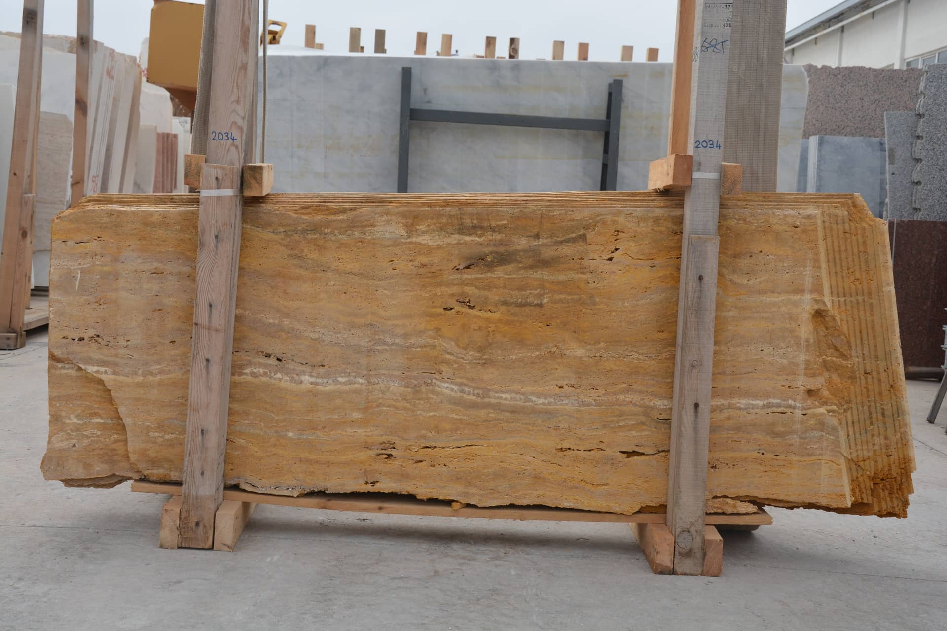 Saffron Vein Cut raw travertine slab