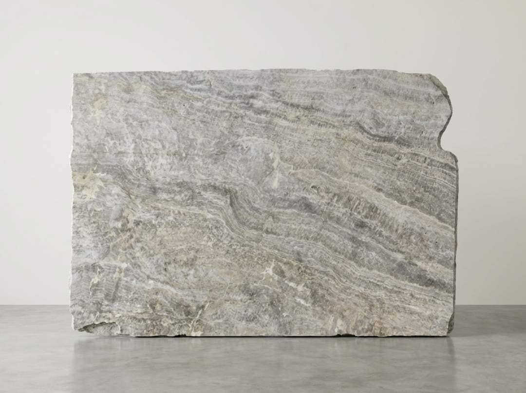 Silver Travertine Wave polished travertine slab