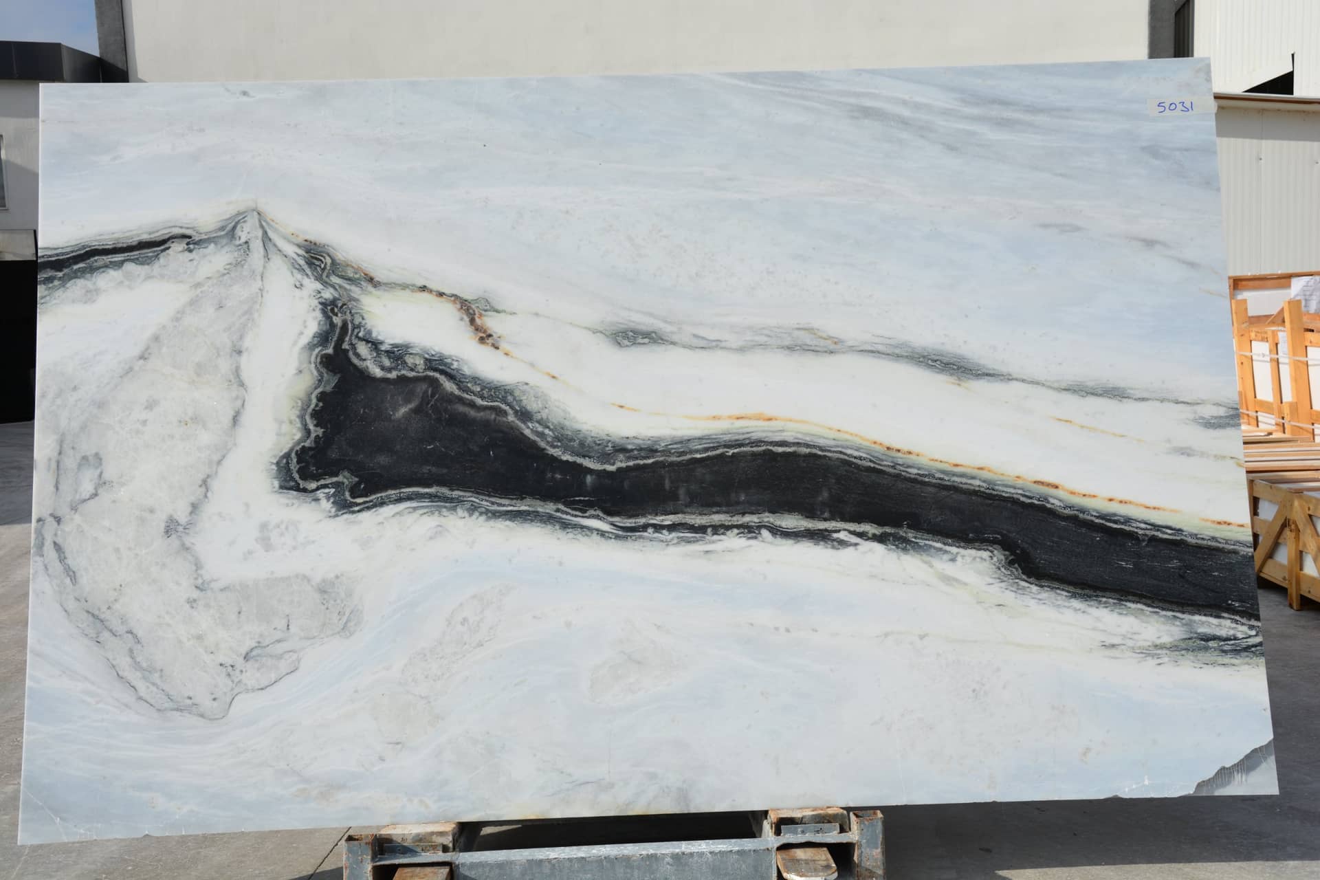 Panda White polished marble slab