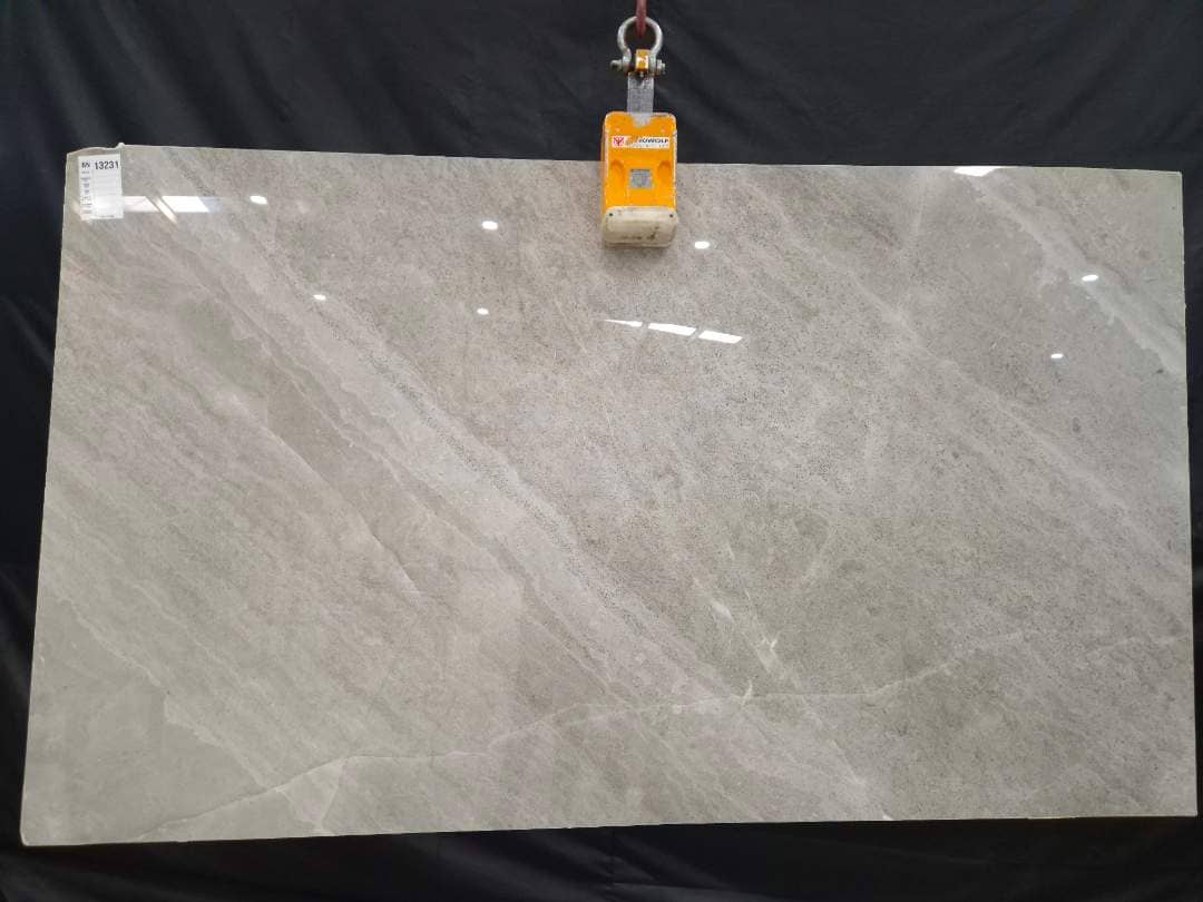 Kansas Grey Polished marble slab in Grey