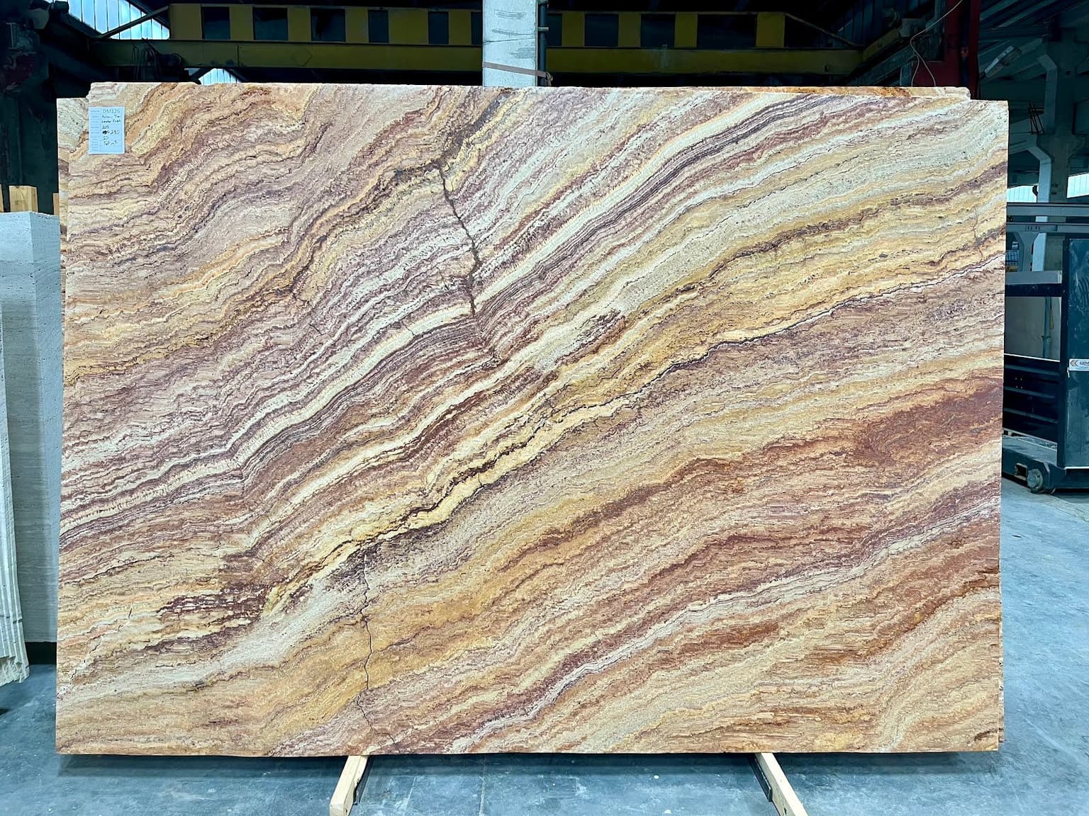Autumn Travertine brushed travertine slab in Orange