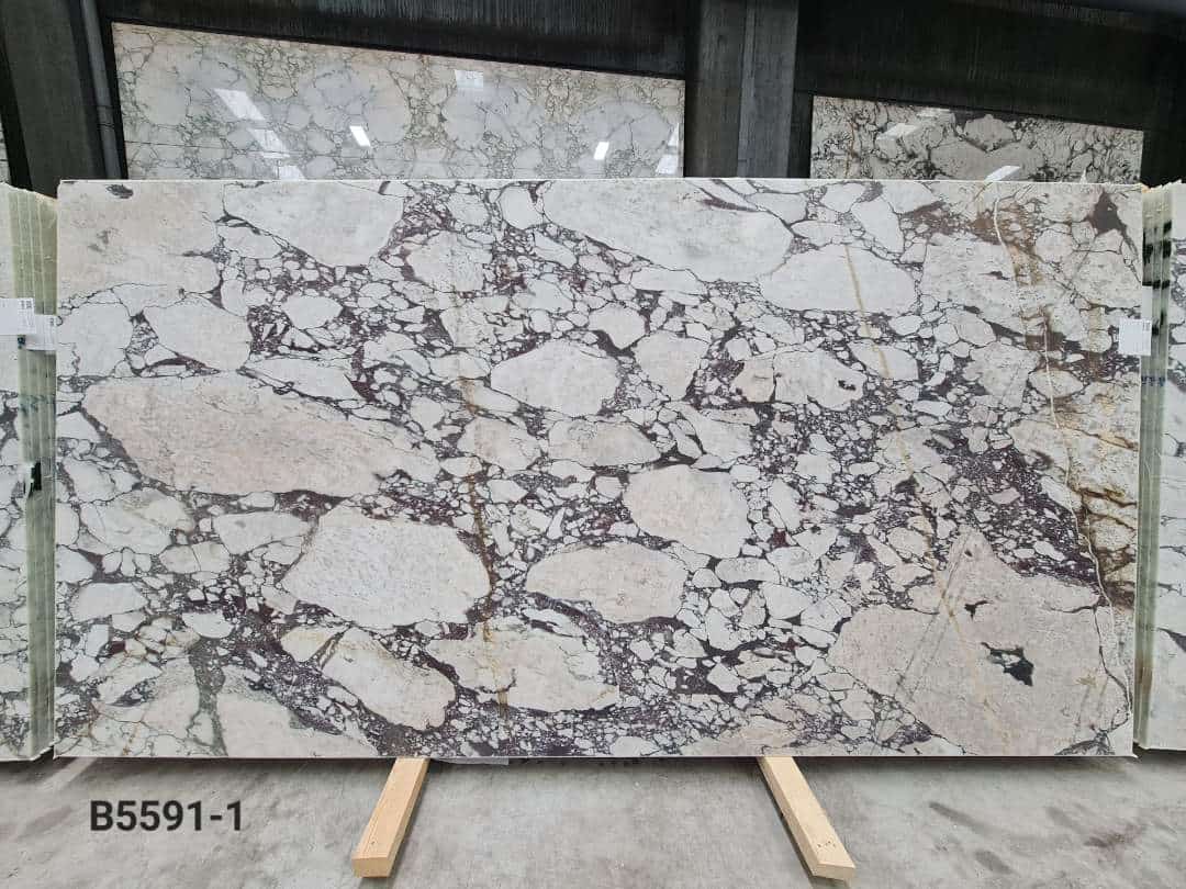Calacatta Viola Honed marble slab in White
