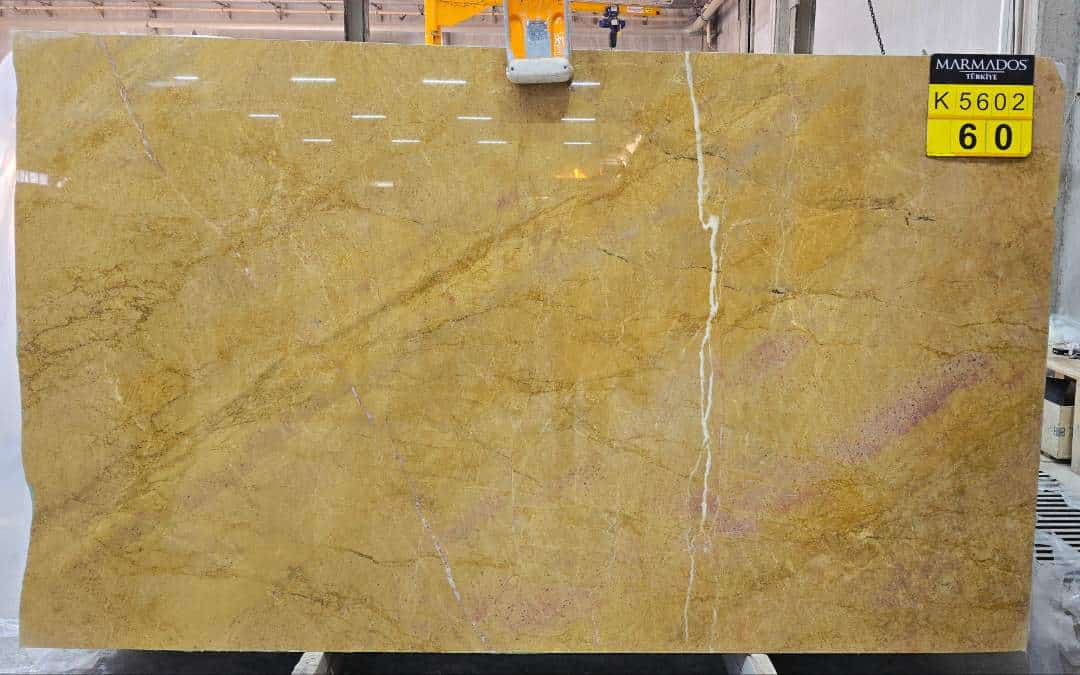 Golden Tabacco Polished marble slab in Yellow