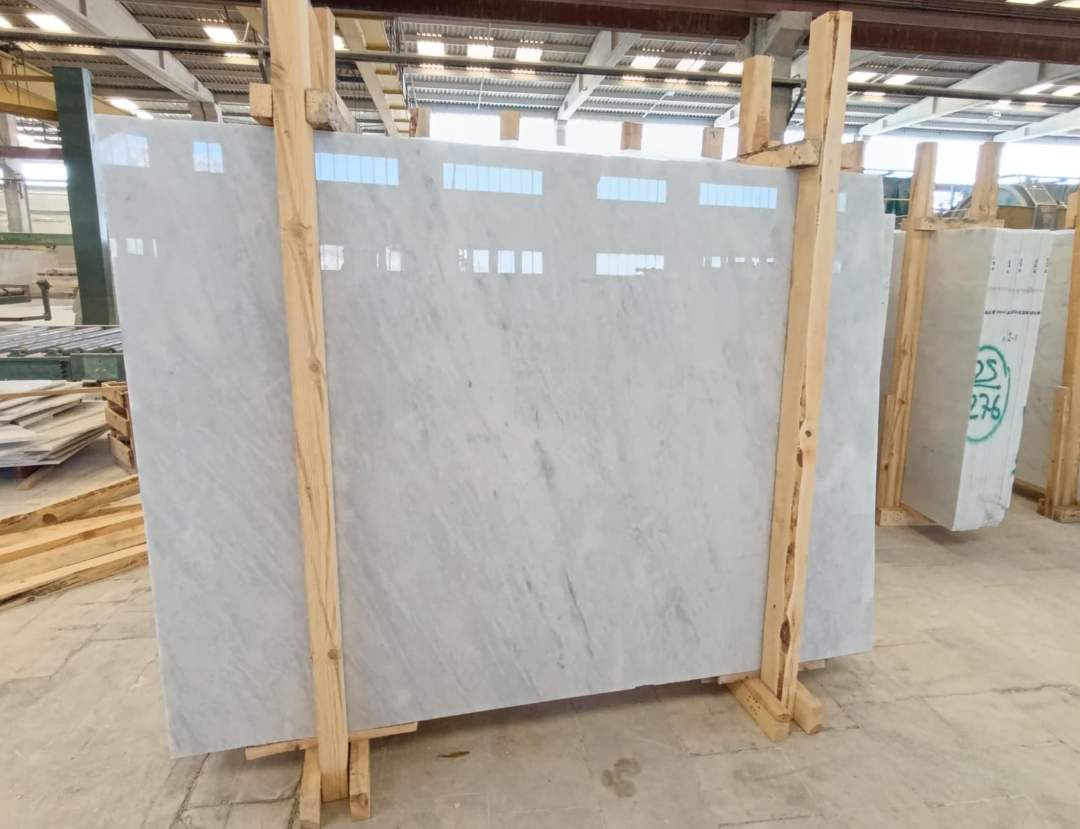 Crystal White Polished marble slab in White