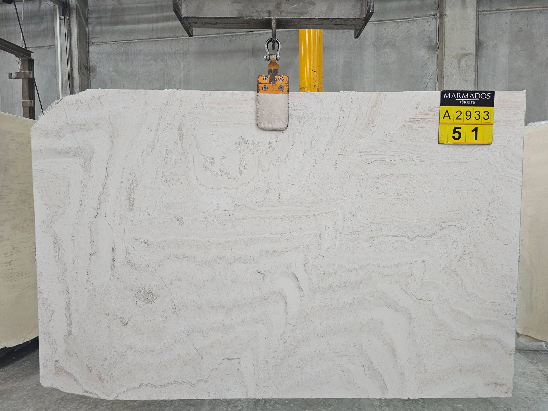WHITE TRAVERTINE MASTIC FILLED HONED A2933 Polished travertine slab