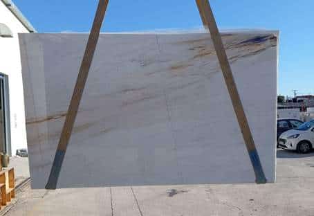 Thassos Gold Bookmatch polished marble slab in White